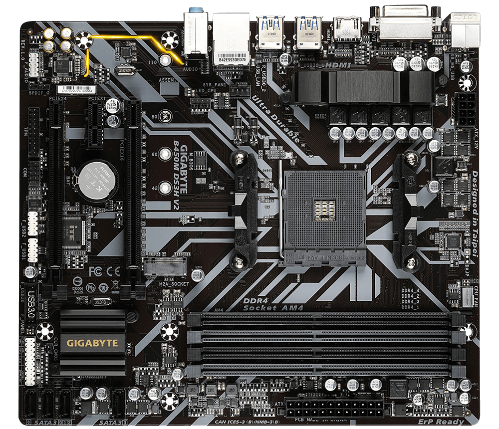 Bekijk afbeelding 3 van Gigabyte AM4 B450M DS3H V2 - M.2/HDMI/DVI/Ã‚ÂµATX